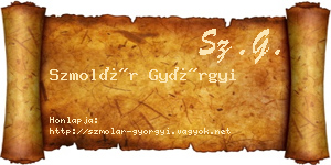 Szmolár Györgyi névjegykártya